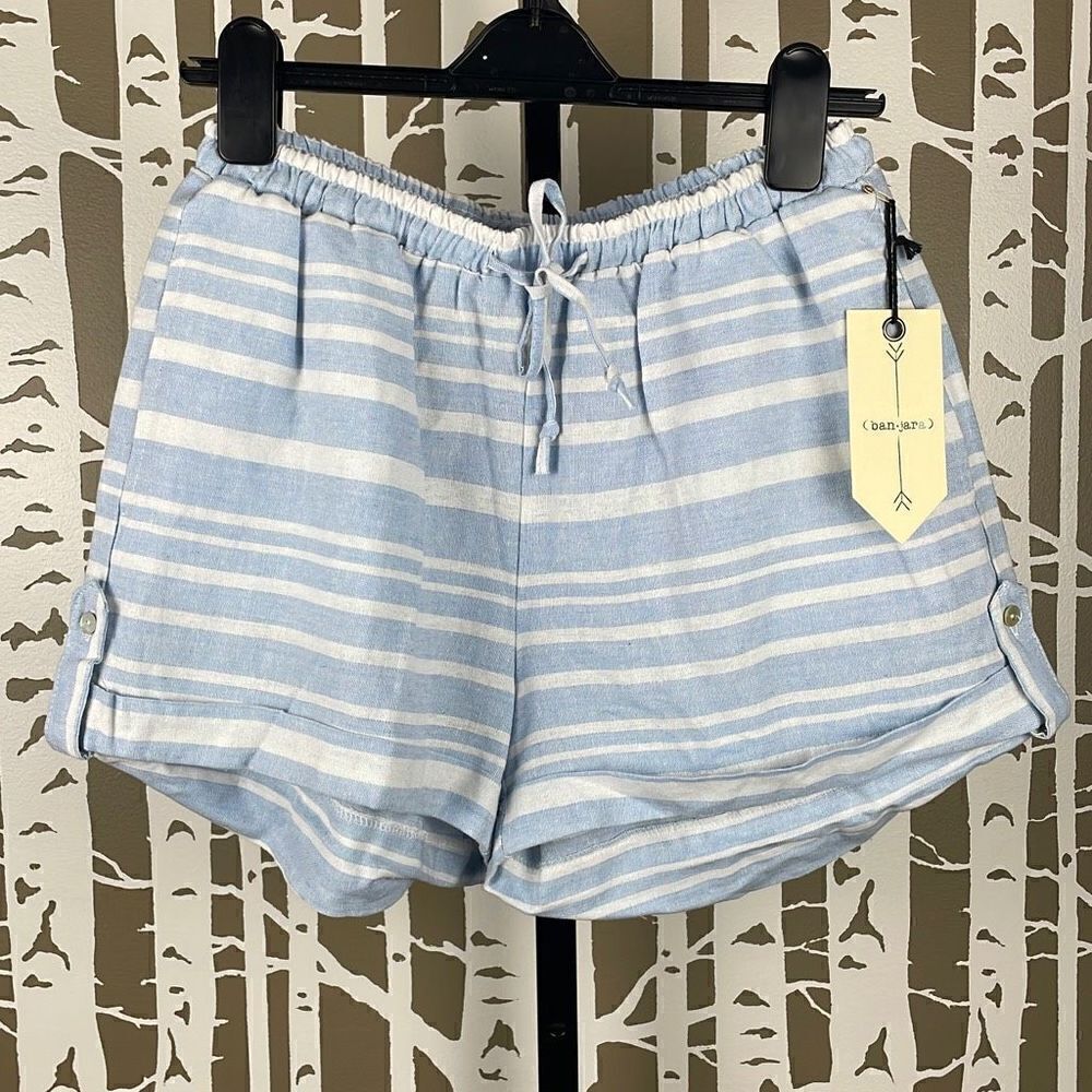 Banjara Striped Linen Blend Shorts M NEW